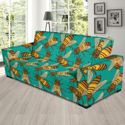Bee Pattern Print Design BEE04 Sofa Slipcover-JORJUNE.COM