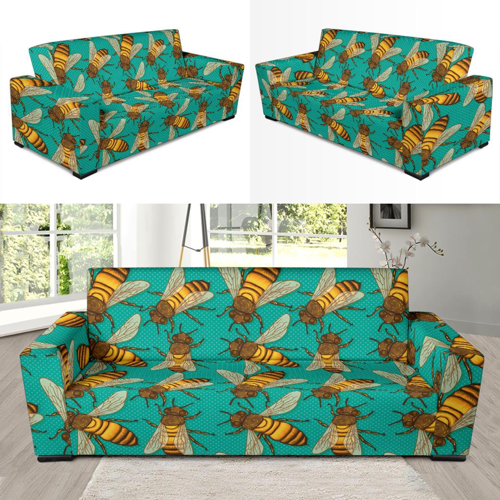 Bee Pattern Print Design BEE04 Sofa Slipcover-JORJUNE.COM