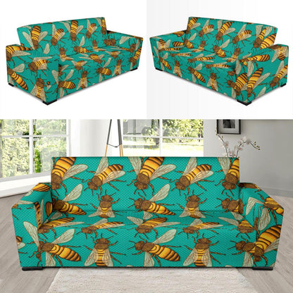 Bee Pattern Print Design BEE04 Sofa Slipcover-JORJUNE.COM