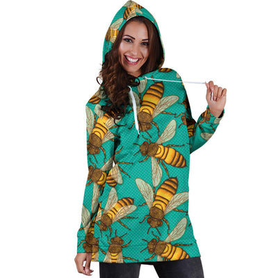 Bee Pattern Print Design BEE04 Women Hoodie Dress