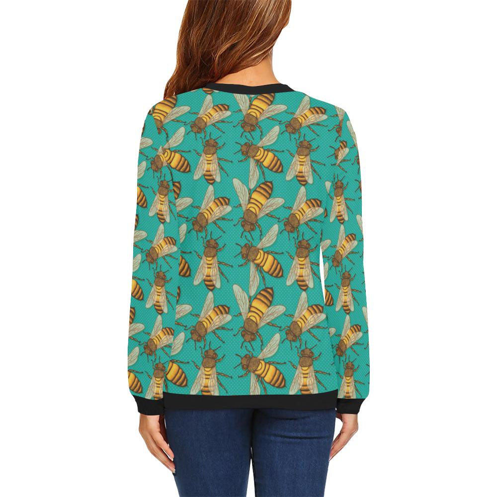 Bee Pattern Print Design BEE04 Women Long Sleeve Sweatshirt-JorJune