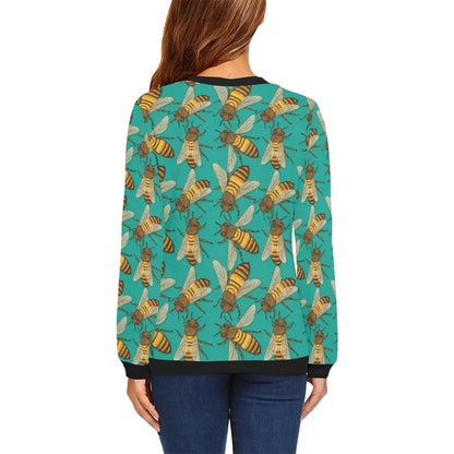 Bee Pattern Print Design BEE04 Women Long Sleeve Sweatshirt-JorJune