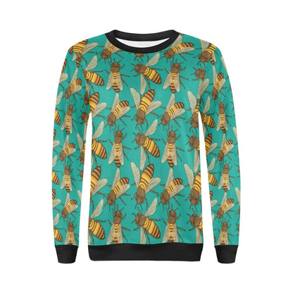 Bee Pattern Print Design BEE04 Women Long Sleeve Sweatshirt-JorJune