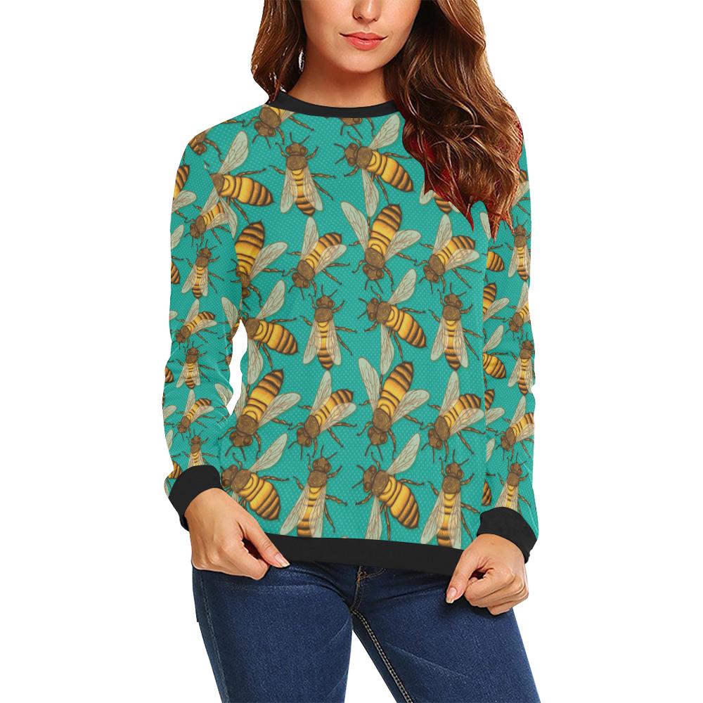 Bee Pattern Print Design BEE04 Women Long Sleeve Sweatshirt-JorJune