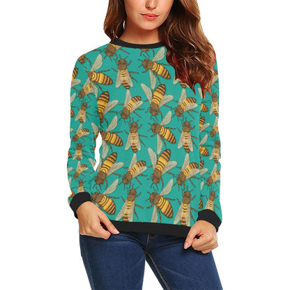 Bee Pattern Print Design BEE04 Women Long Sleeve Sweatshirt-JorJune