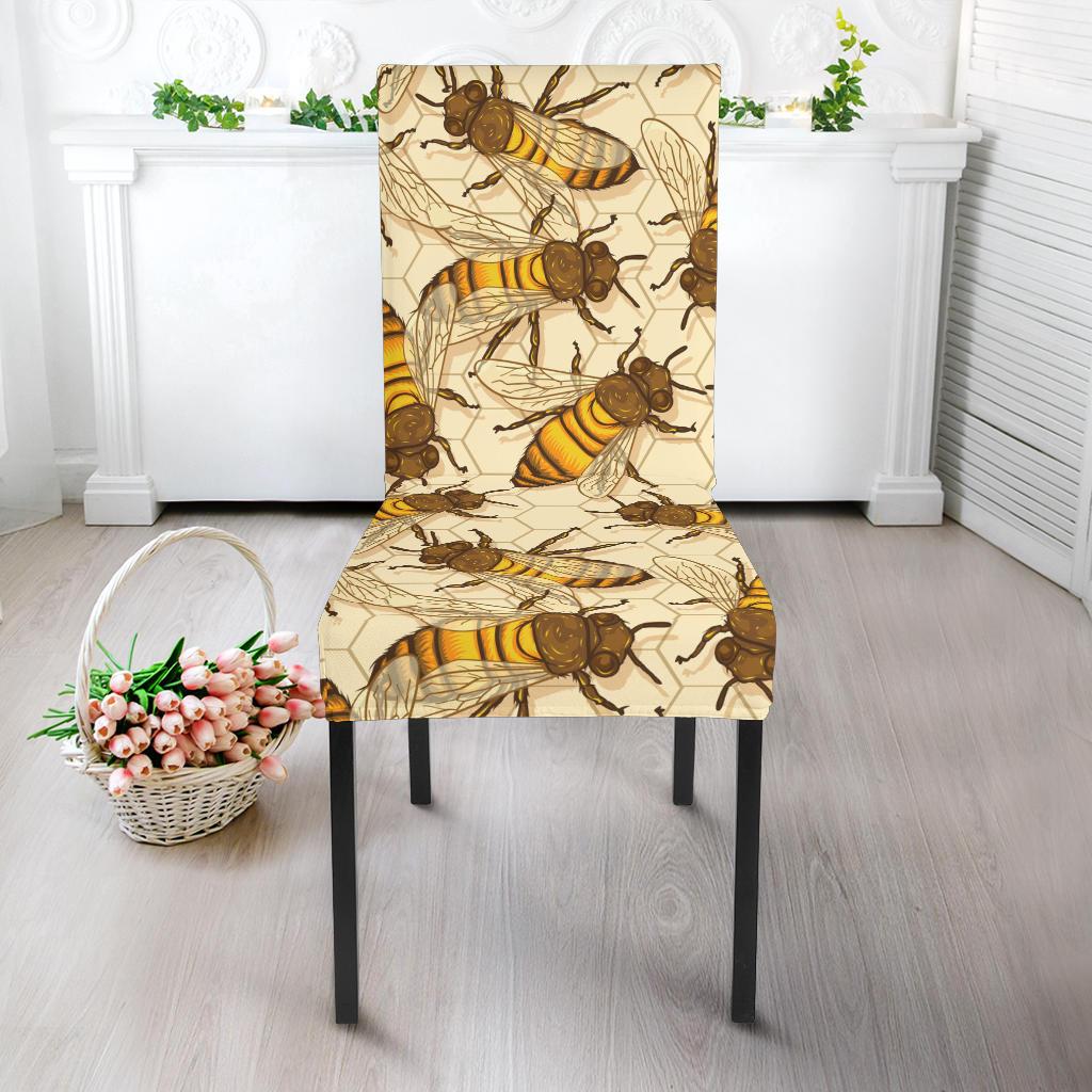 Bee Pattern Print Design BEE05 Dining Chair Slipcover-JORJUNE.COM