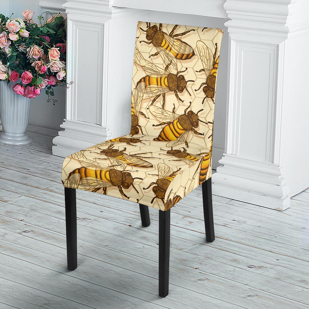 Bee Pattern Print Design BEE05 Dining Chair Slipcover-JORJUNE.COM