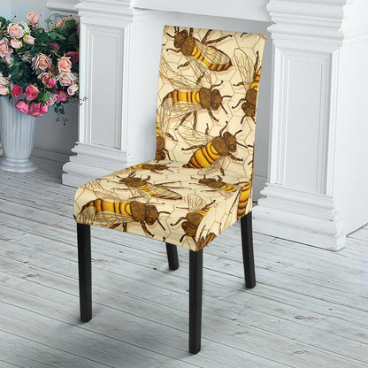 Bee Pattern Print Design BEE05 Dining Chair Slipcover-JORJUNE.COM