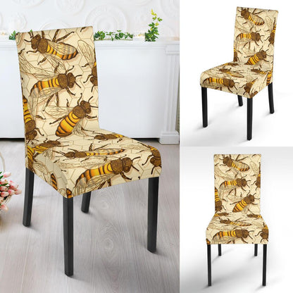 Bee Pattern Print Design BEE05 Dining Chair Slipcover-JORJUNE.COM