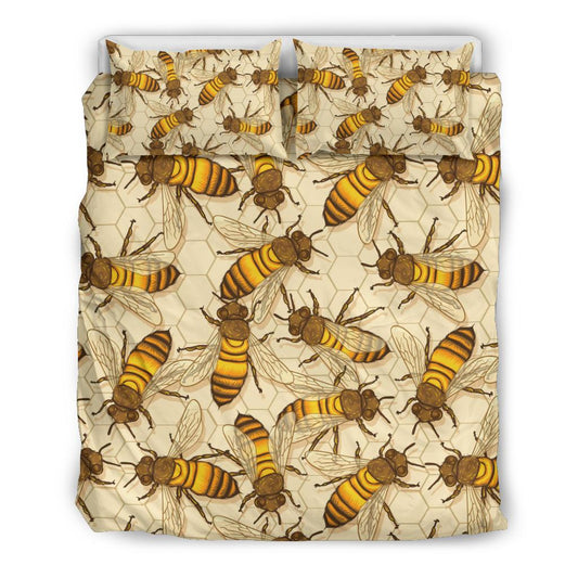 Bee Pattern Print Design BEE05 Duvet Cover Bedding Set-JORJUNE.COM
