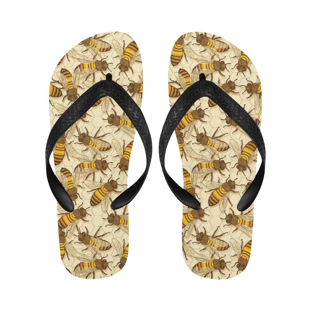 Bee Pattern Print Design BEE05 Flip Flops-JorJune