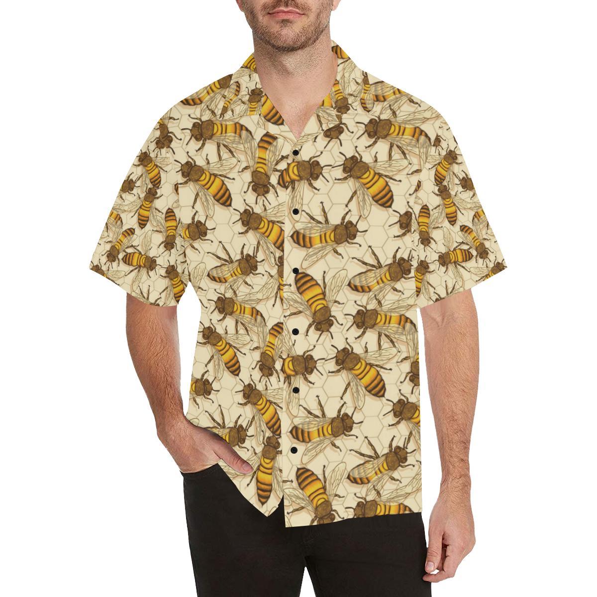 Bee Pattern Print Design BEE05 Men Hawaiian Shirt-JorJune