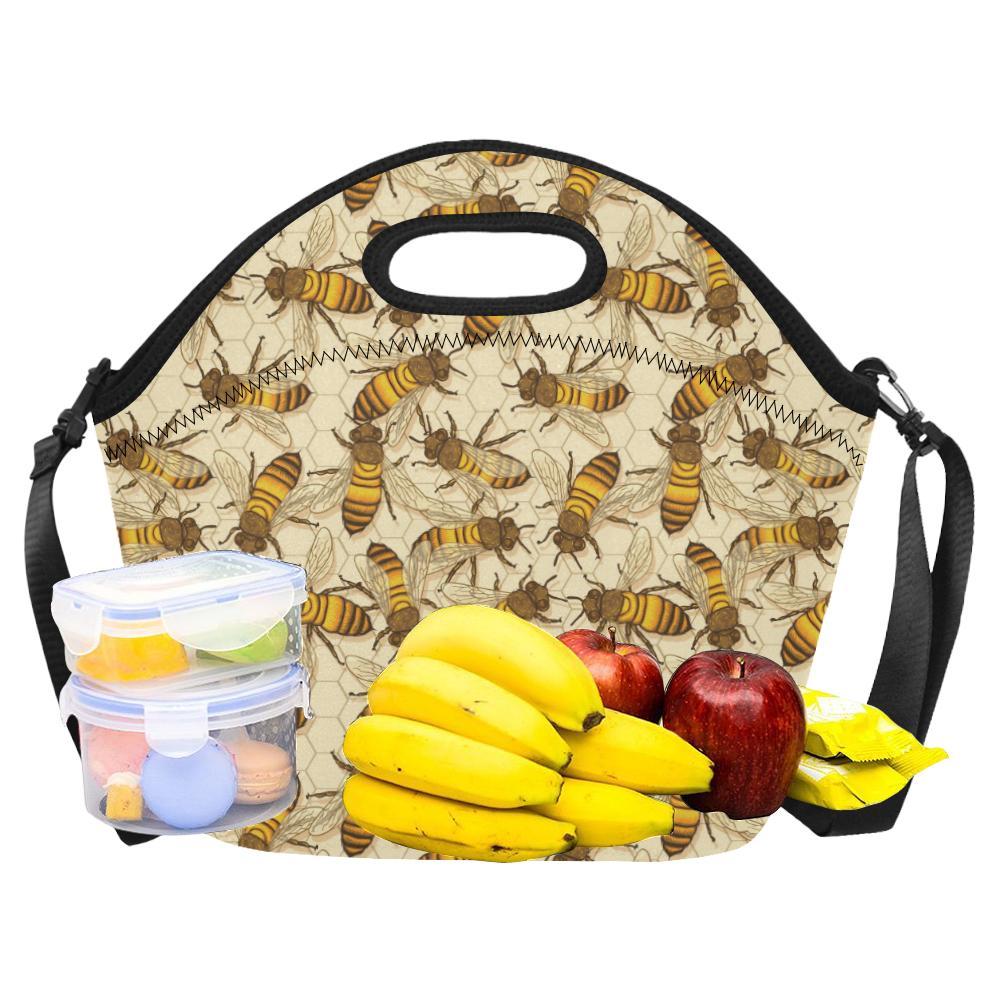 Bee Pattern Print Design BEE05 Neoprene Lunch Bag-JorJune