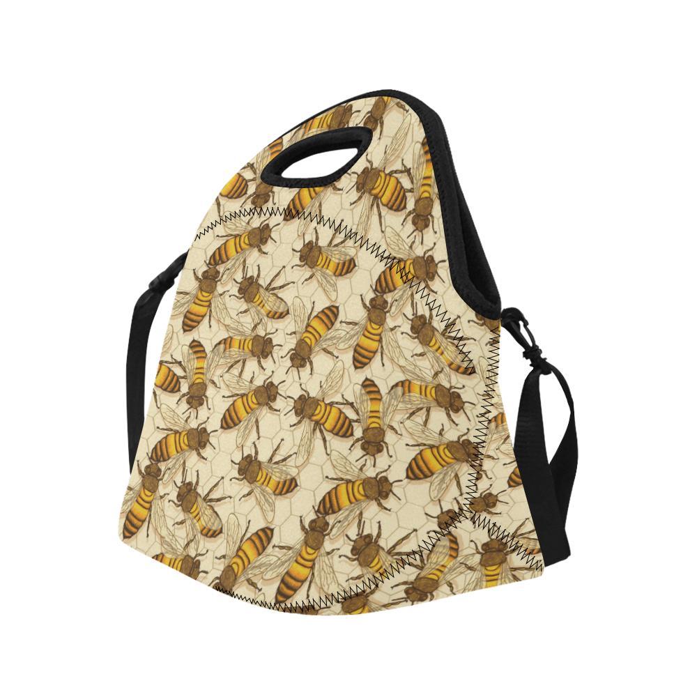 Bee Pattern Print Design BEE05 Neoprene Lunch Bag-JorJune