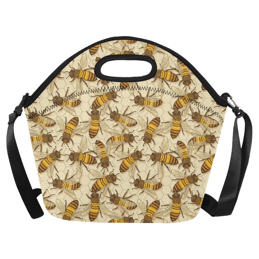 Bee Pattern Print Design BEE05 Neoprene Lunch Bag-JorJune