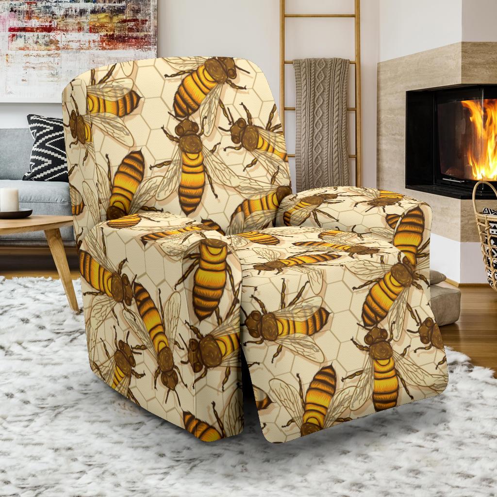 Bee Pattern Print Design BEE05 Recliner Slipcover-JORJUNE.COM