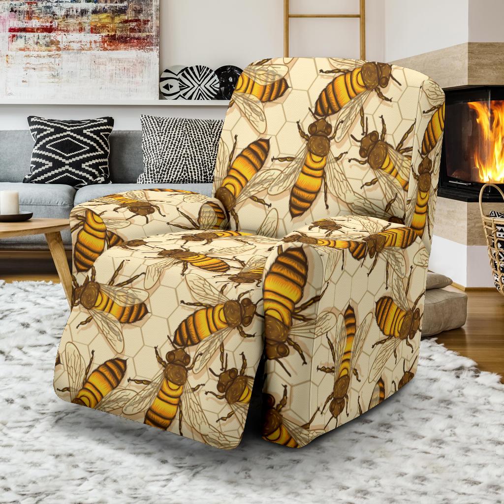 Bee Pattern Print Design BEE05 Recliner Slipcover-JORJUNE.COM
