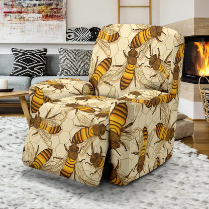 Bee Pattern Print Design BEE05 Recliner Slipcover-JORJUNE.COM