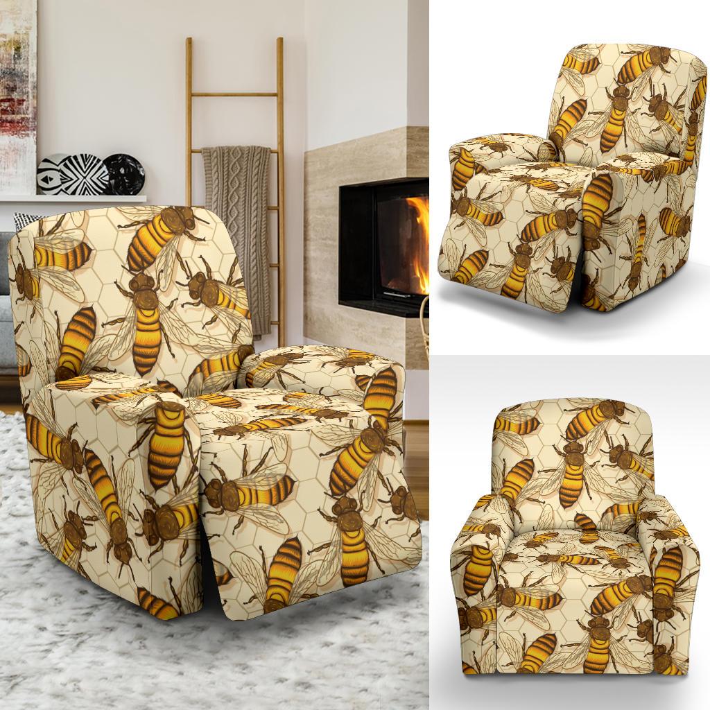Bee Pattern Print Design BEE05 Recliner Slipcover-JORJUNE.COM