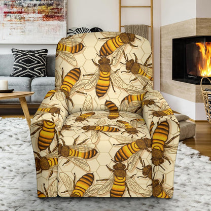 Bee Pattern Print Design BEE05 Recliner Slipcover-JORJUNE.COM