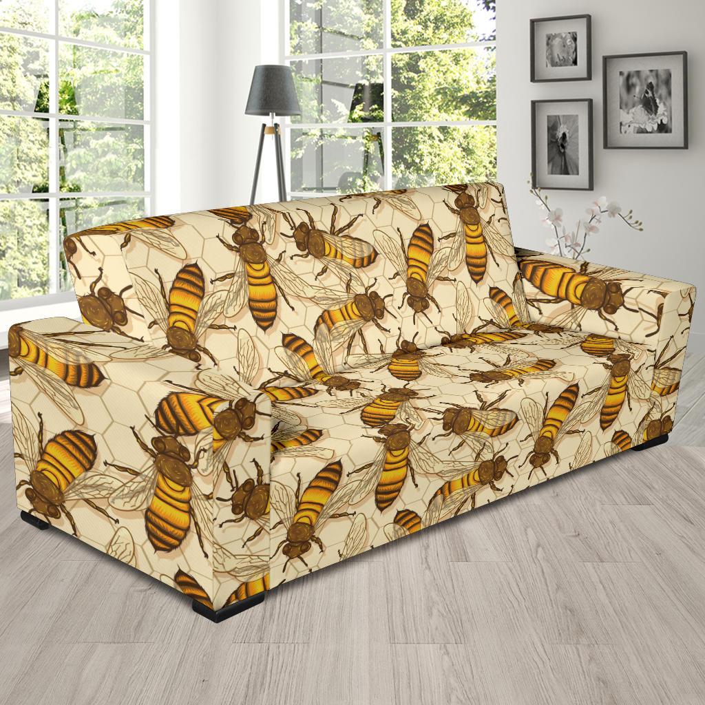 Bee Pattern Print Design BEE05 Sofa Slipcover-JORJUNE.COM