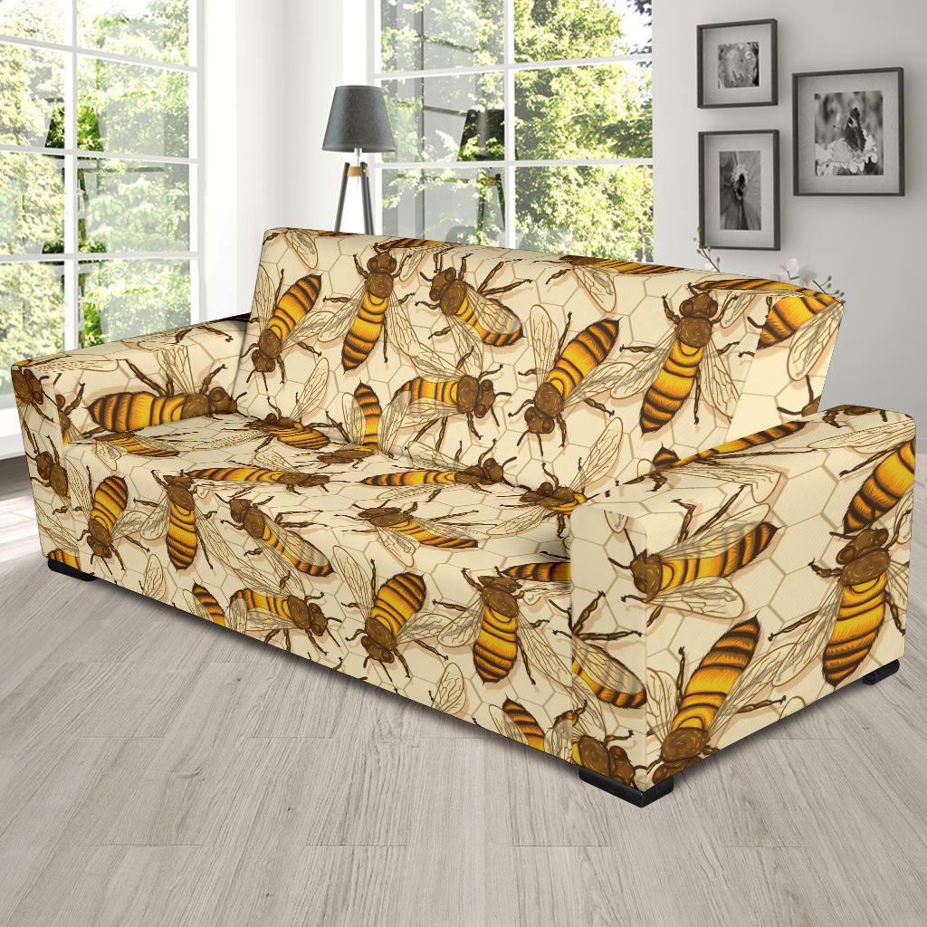 Bee Pattern Print Design BEE05 Sofa Slipcover-JORJUNE.COM