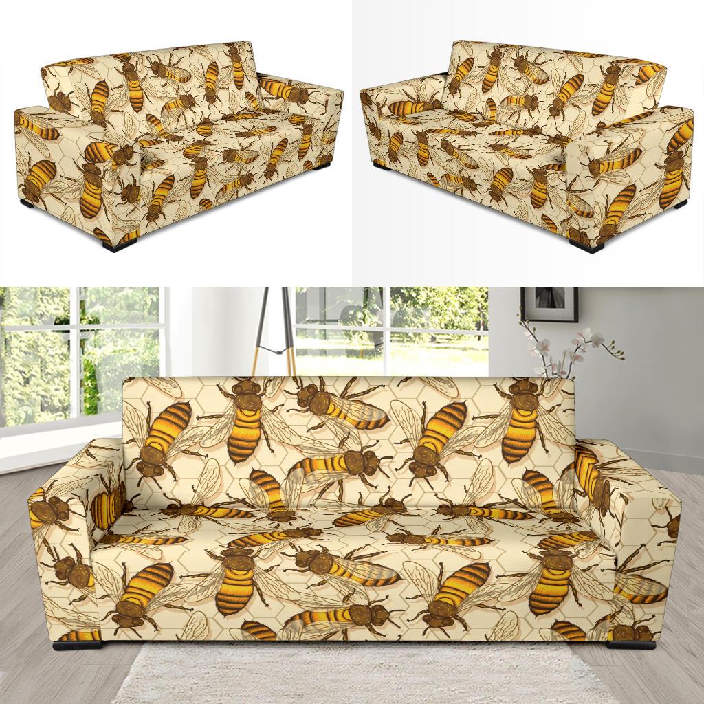 Bee Pattern Print Design BEE05 Sofa Slipcover-JORJUNE.COM