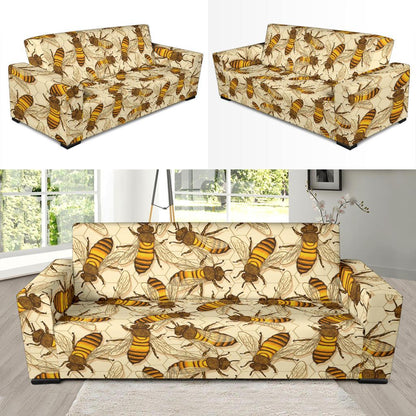 Bee Pattern Print Design BEE05 Sofa Slipcover-JORJUNE.COM