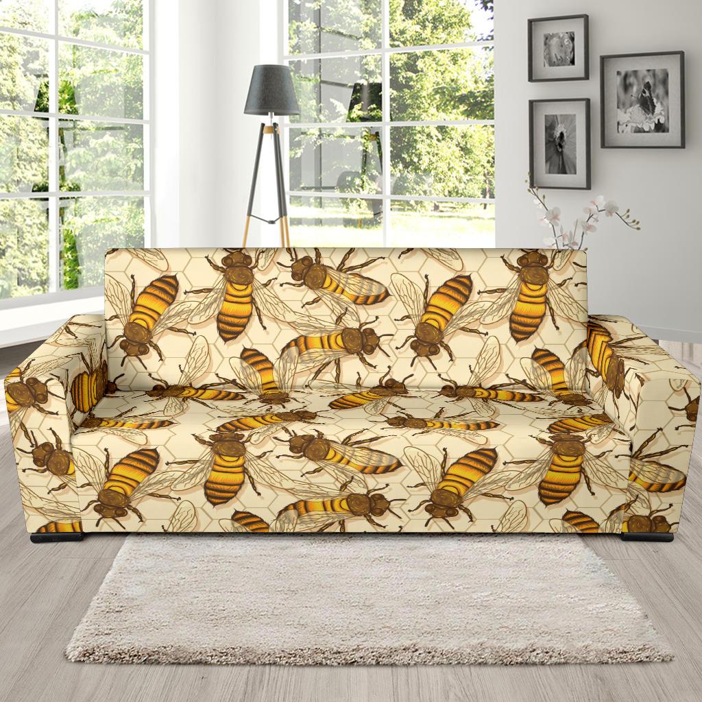 Bee Pattern Print Design BEE05 Sofa Slipcover-JORJUNE.COM