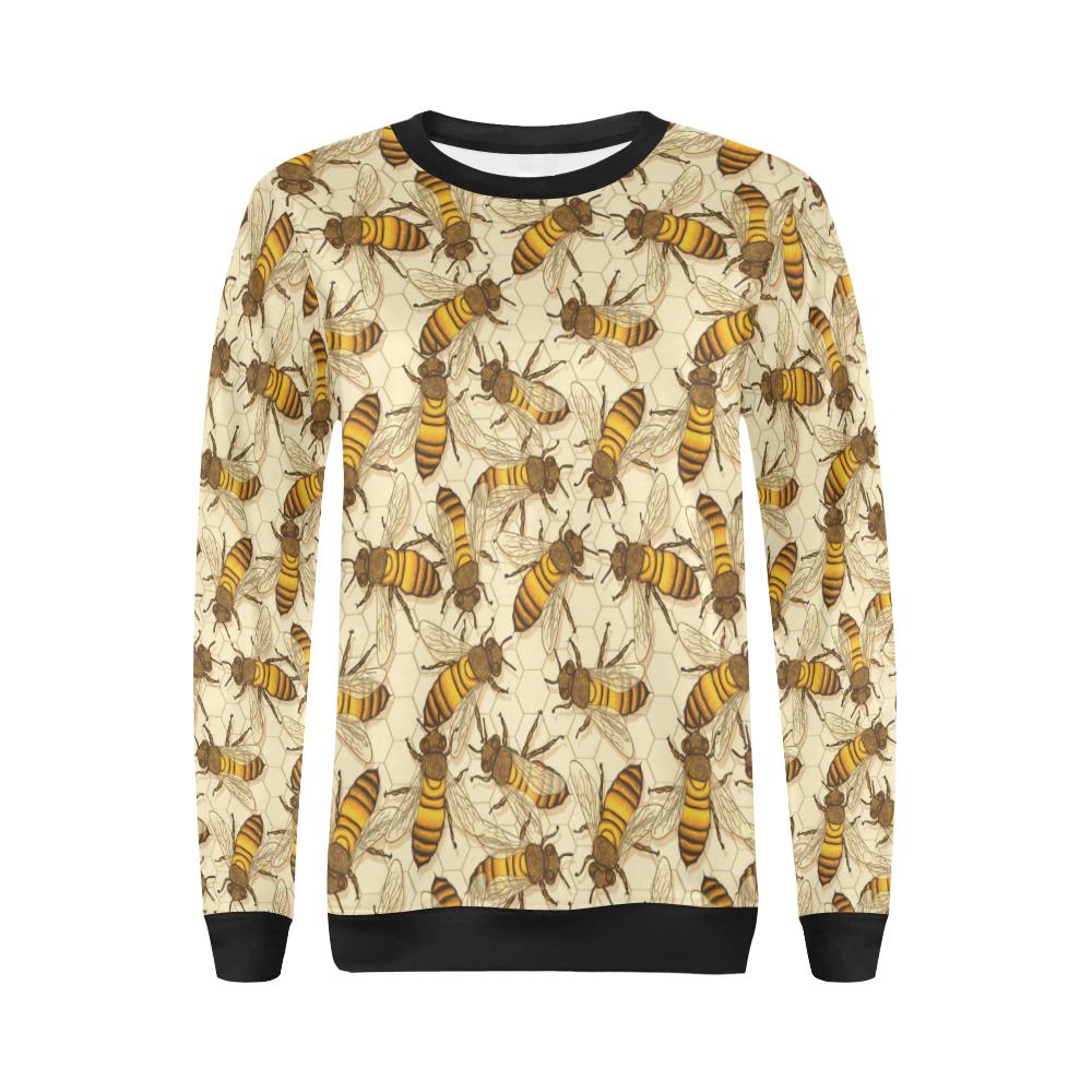 Bee Pattern Print Design BEE05 Women Long Sleeve Sweatshirt-JorJune