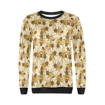Bee Pattern Print Design BEE05 Women Long Sleeve Sweatshirt-JorJune