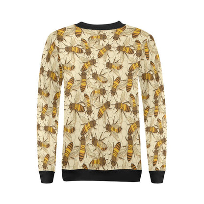 Bee Pattern Print Design BEE05 Women Long Sleeve Sweatshirt-JorJune