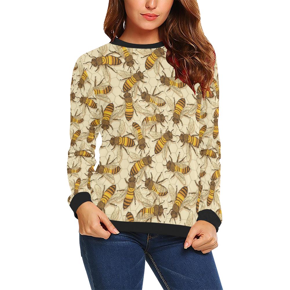 Bee Pattern Print Design BEE05 Women Long Sleeve Sweatshirt-JorJune
