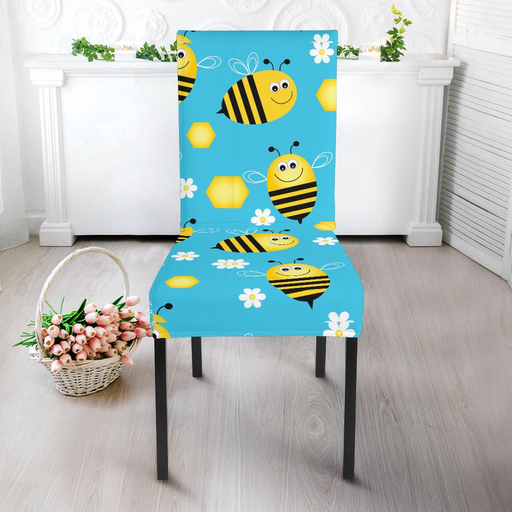 Bee Pattern Print Design BEE06 Dining Chair Slipcover-JORJUNE.COM