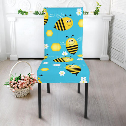 Bee Pattern Print Design BEE06 Dining Chair Slipcover-JORJUNE.COM