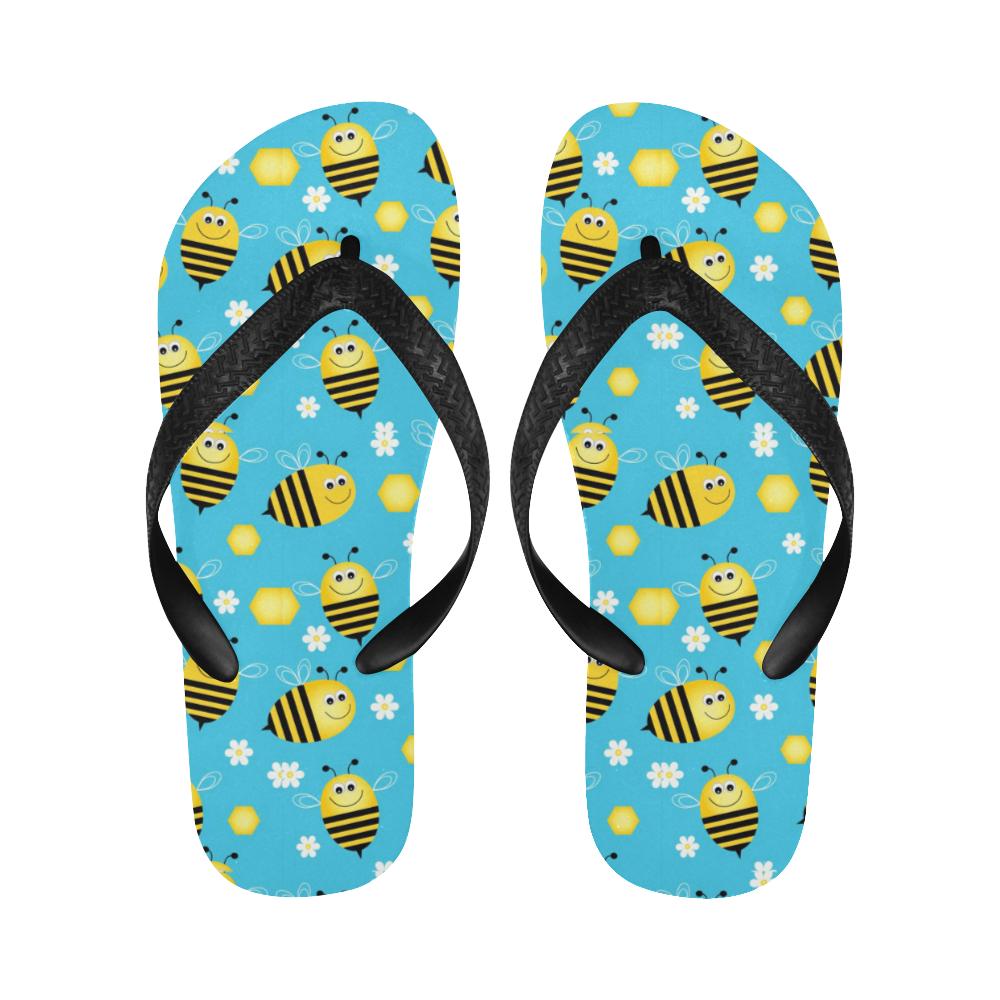 Bee Pattern Print Design BEE06 Flip Flops-JorJune