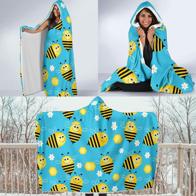 Bee Pattern Print Design BEE06 Hooded Blanket-JORJUNE.COM