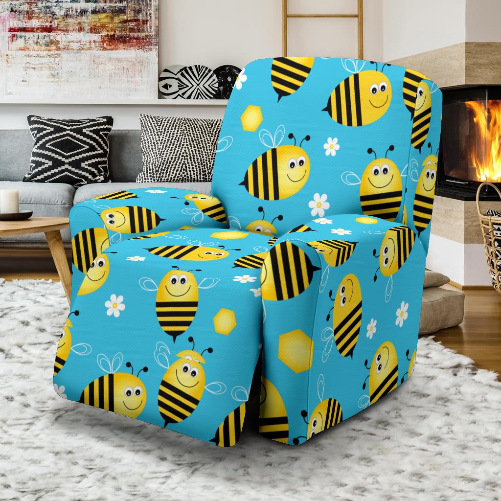Bee Pattern Print Design BEE06 Recliner Slipcover-JORJUNE.COM