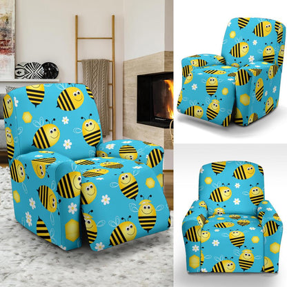 Bee Pattern Print Design BEE06 Recliner Slipcover-JORJUNE.COM