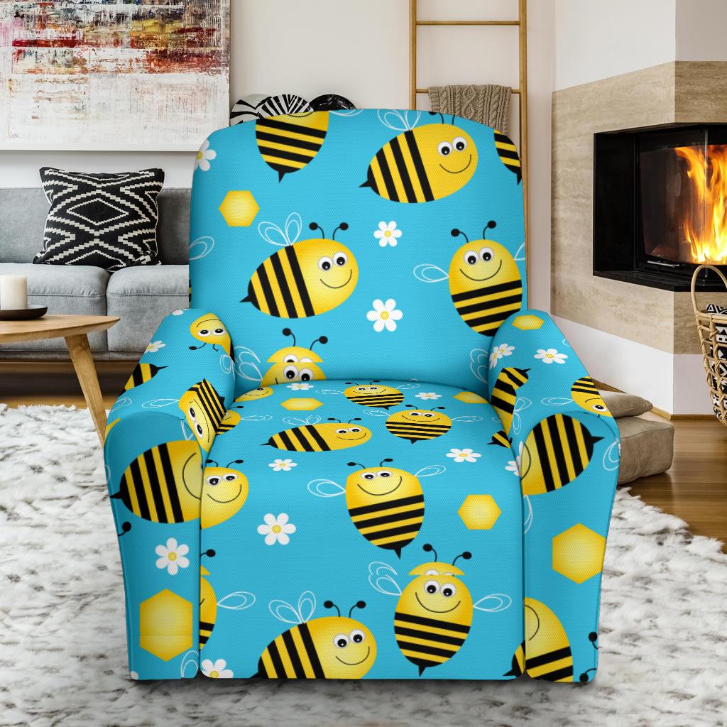 Bee Pattern Print Design BEE06 Recliner Slipcover-JORJUNE.COM