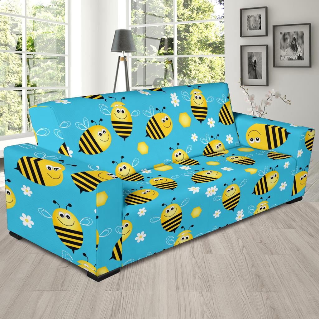 Bee Pattern Print Design BEE06 Sofa Slipcover-JORJUNE.COM
