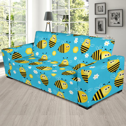 Bee Pattern Print Design BEE06 Sofa Slipcover-JORJUNE.COM