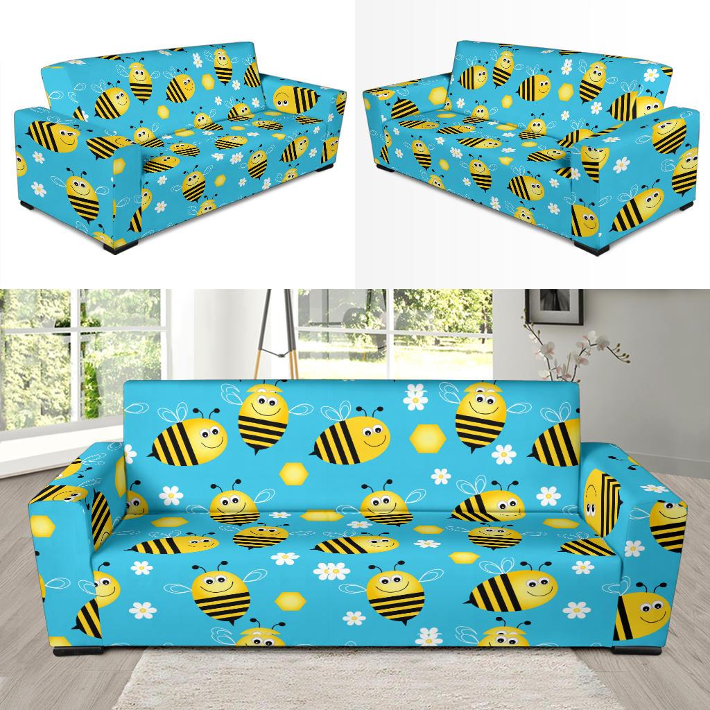 Bee Pattern Print Design BEE06 Sofa Slipcover-JORJUNE.COM