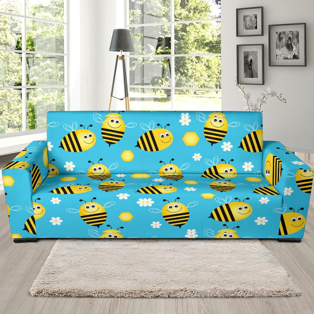Bee Pattern Print Design BEE06 Sofa Slipcover-JORJUNE.COM