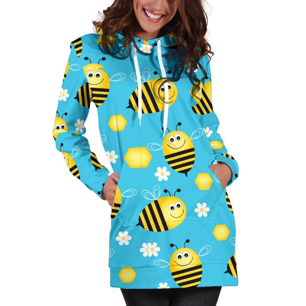 Bee Pattern Print Design BEE06 Women Hoodie Dress