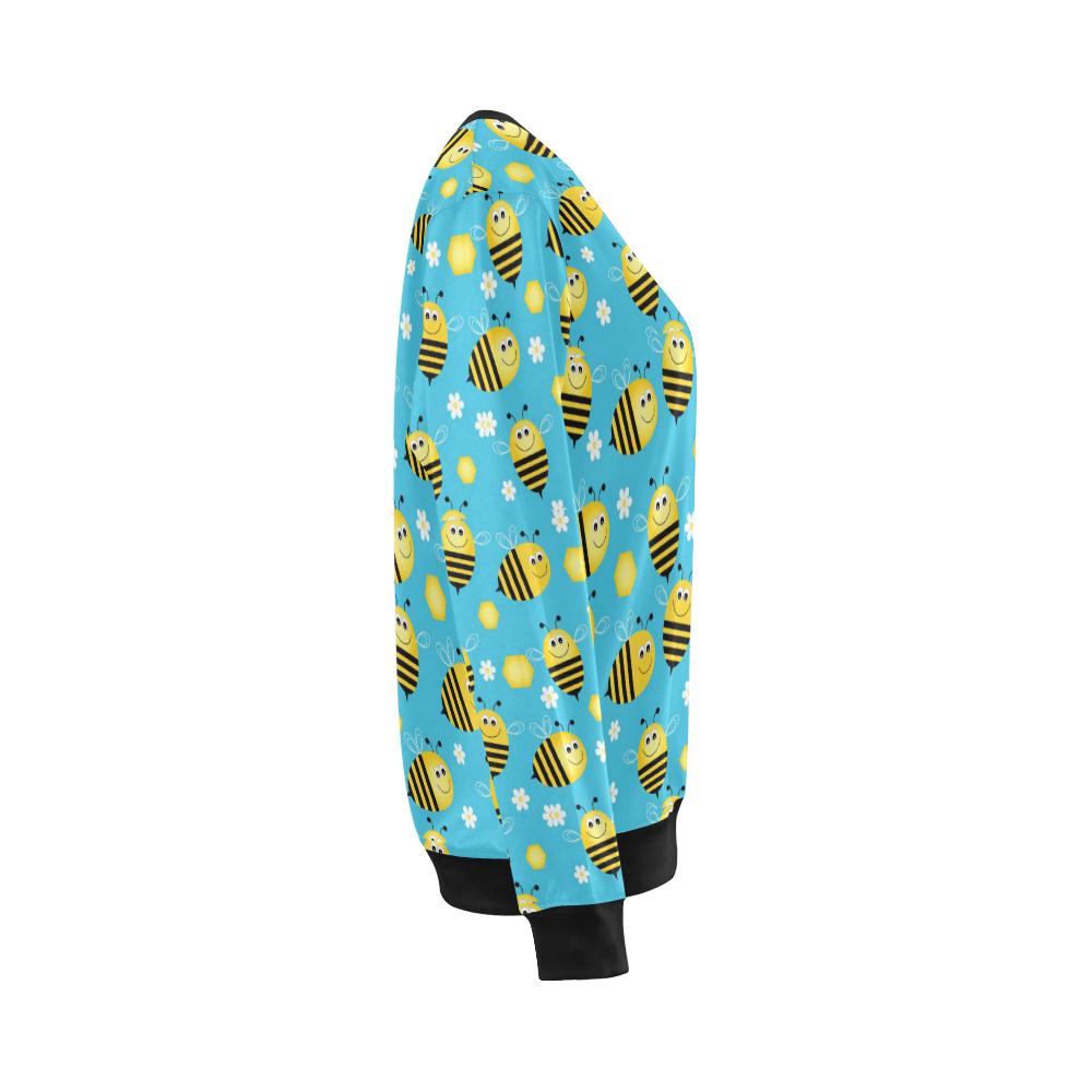 Bee Pattern Print Design BEE06 Women Long Sleeve Sweatshirt-JorJune