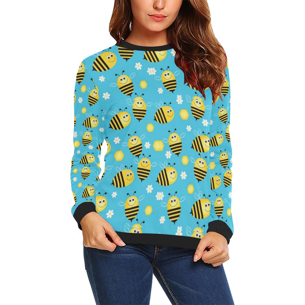 Bee Pattern Print Design BEE06 Women Long Sleeve Sweatshirt-JorJune