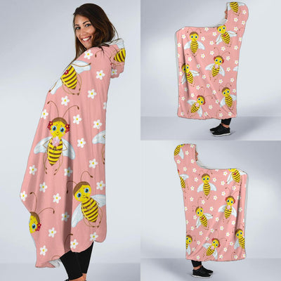 Bee Pattern Print Design BEE07 Hooded Blanket-JORJUNE.COM