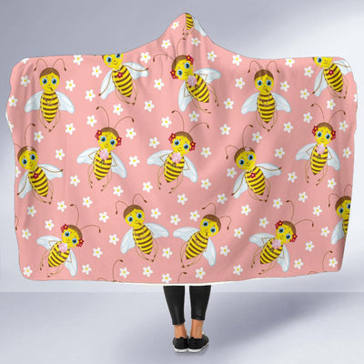 Bee Pattern Print Design BEE07 Hooded Blanket-JORJUNE.COM