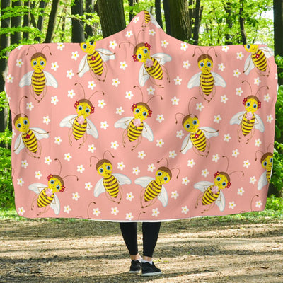 Bee Pattern Print Design BEE07 Hooded Blanket-JORJUNE.COM